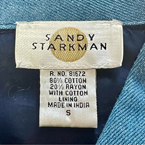 Vintage Sandy Starkman Crochet Sequin Patchwork Denim Jean Jacket - Picture 16 of 16